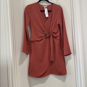 TopShop mock wrap dress.  Size 6. Dark Salmon.